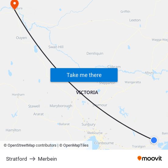 Stratford to Merbein map