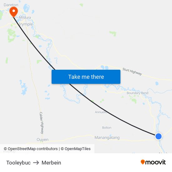 Tooleybuc to Merbein map