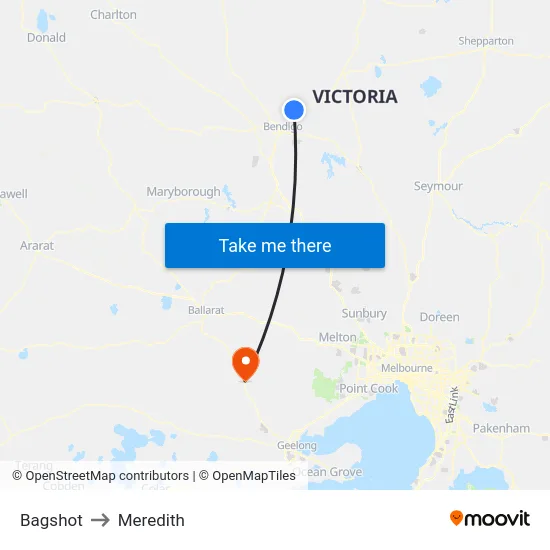 Bagshot to Meredith map