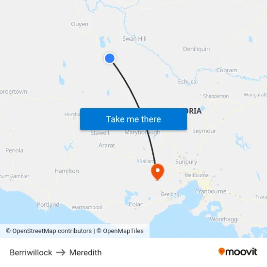 Berriwillock to Meredith map