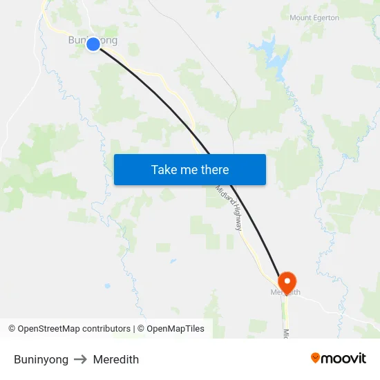 Buninyong to Meredith map