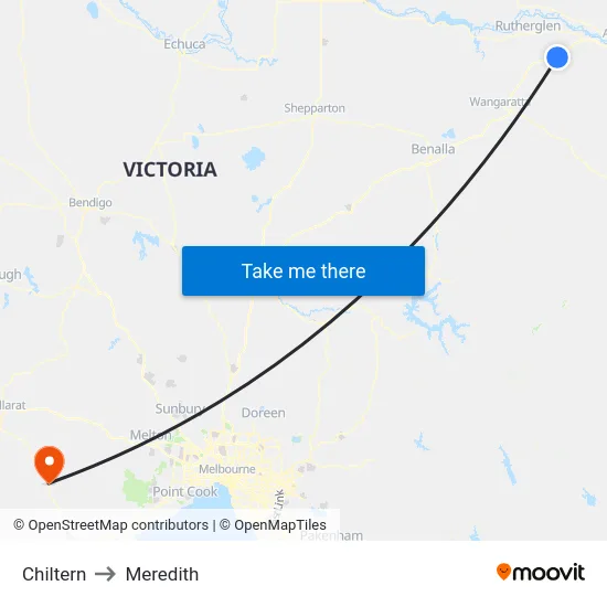 Chiltern to Meredith map