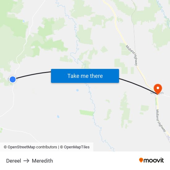 Dereel to Meredith map