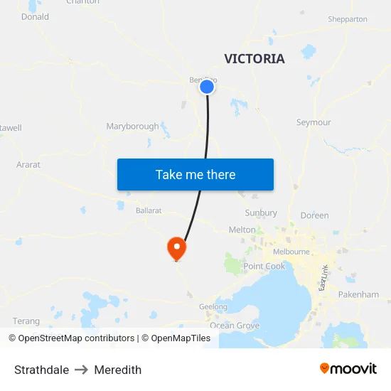 Strathdale to Meredith map