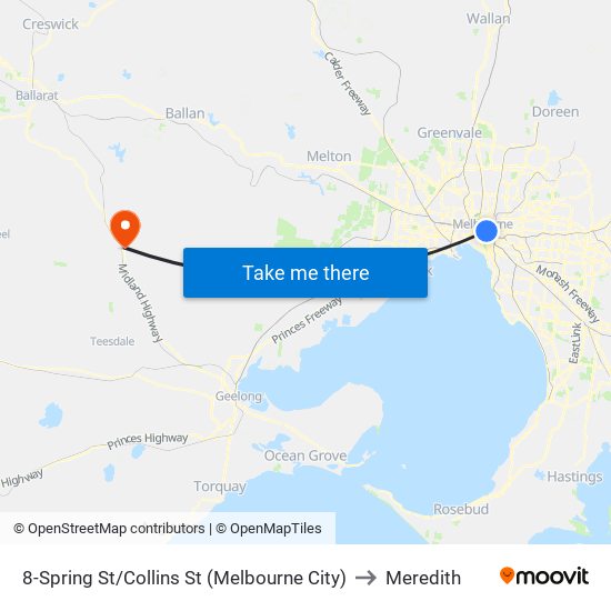 8-Spring St/Collins St (Melbourne City) to Meredith map