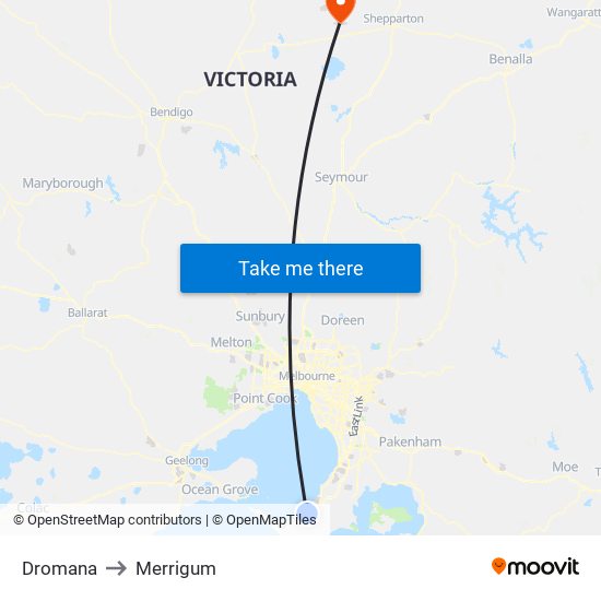 Dromana to Merrigum map