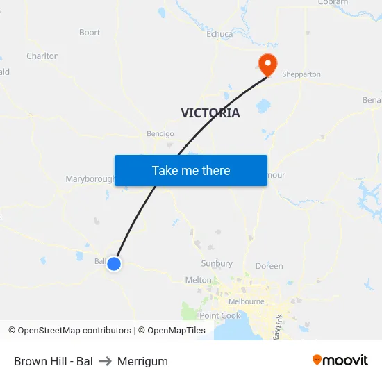 Brown Hill - Bal to Merrigum map