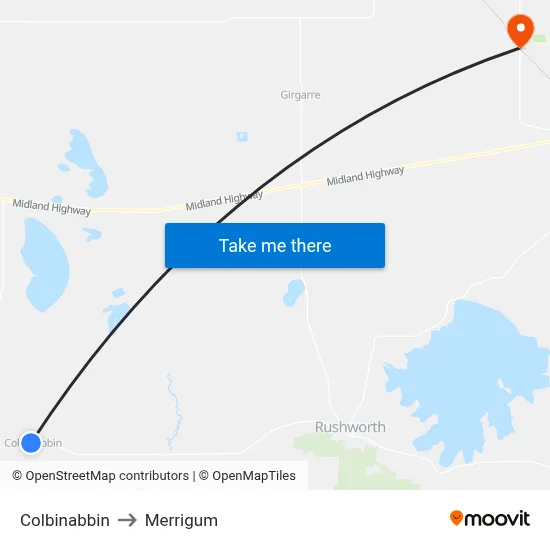 Colbinabbin to Merrigum map