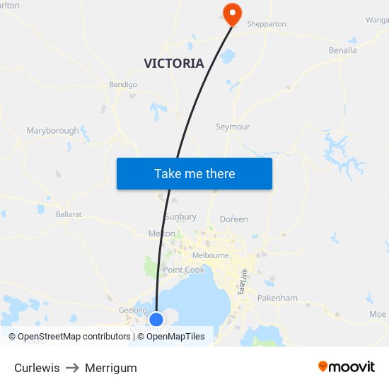 Curlewis to Merrigum map