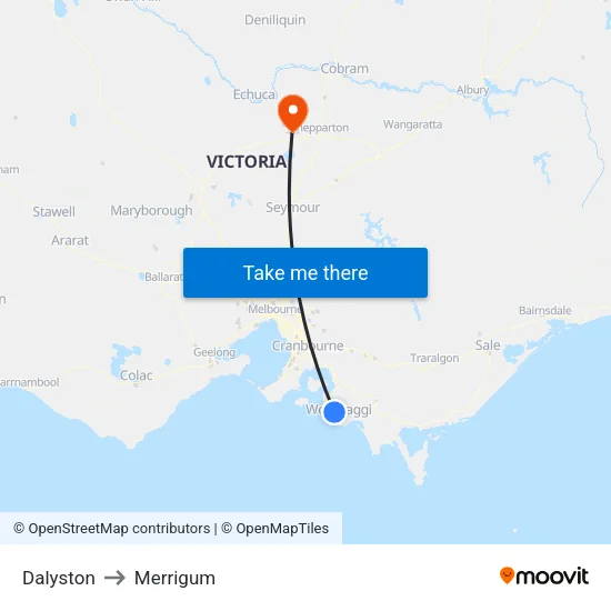 Dalyston to Merrigum map