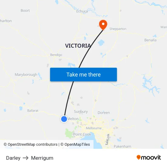 Darley to Merrigum map