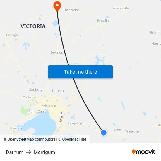 Darnum to Merrigum map