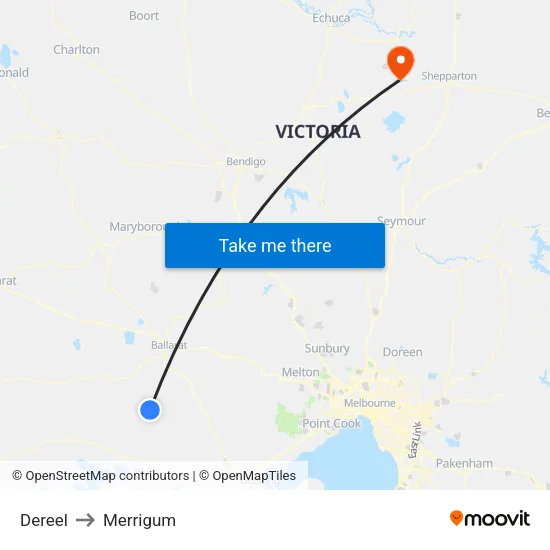 Dereel to Merrigum map