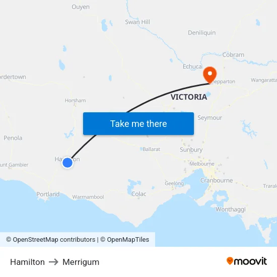 Hamilton to Merrigum map