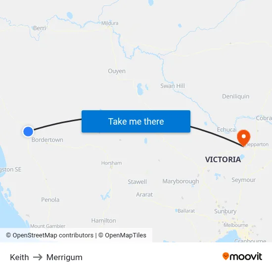 Keith to Merrigum map