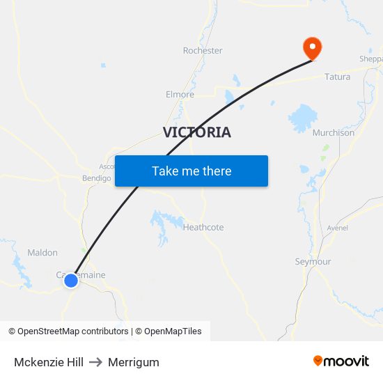 Mckenzie Hill to Merrigum map