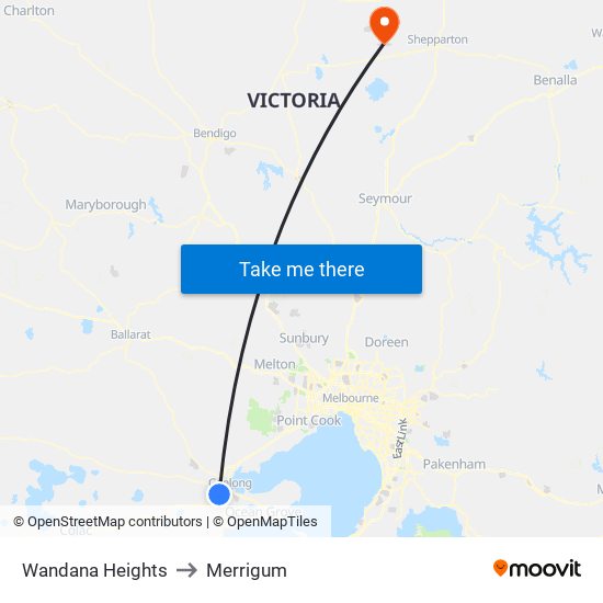 Wandana Heights to Merrigum map