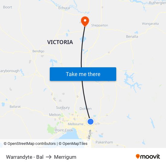 Warrandyte - Bal to Merrigum map