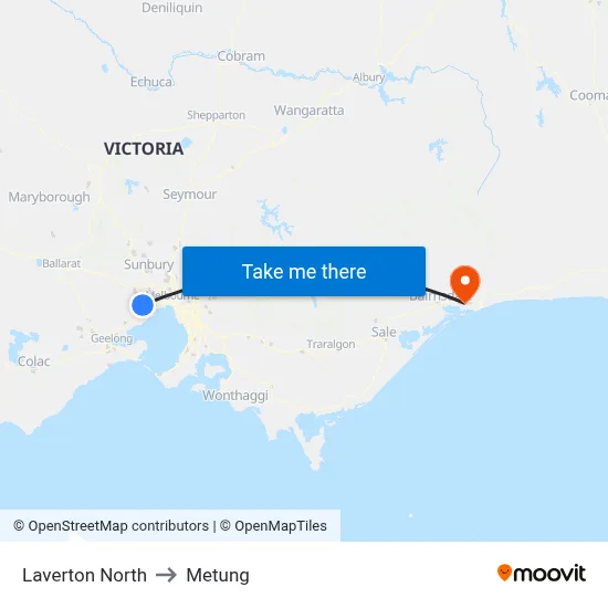 Laverton North to Metung map