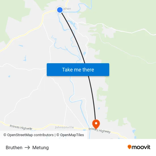 Bruthen to Metung map