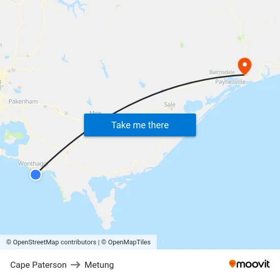 Cape Paterson to Metung map
