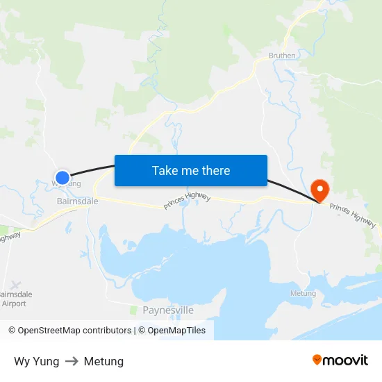 Wy Yung to Metung map