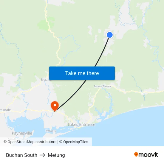 Buchan South to Metung map