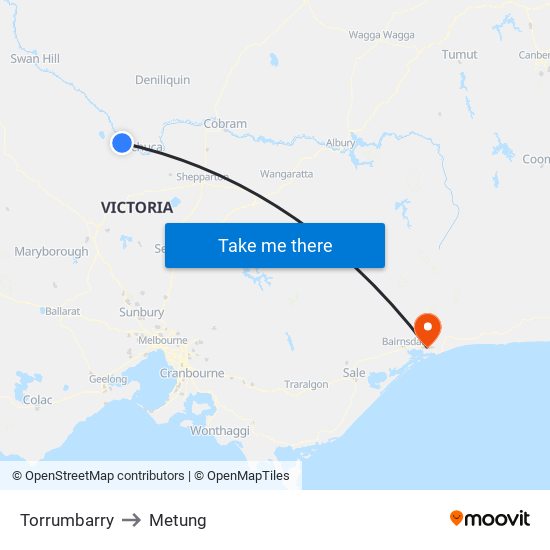 Torrumbarry to Metung map