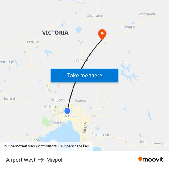 Airport West to Miepoll map