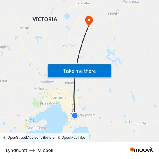 Lyndhurst to Miepoll map