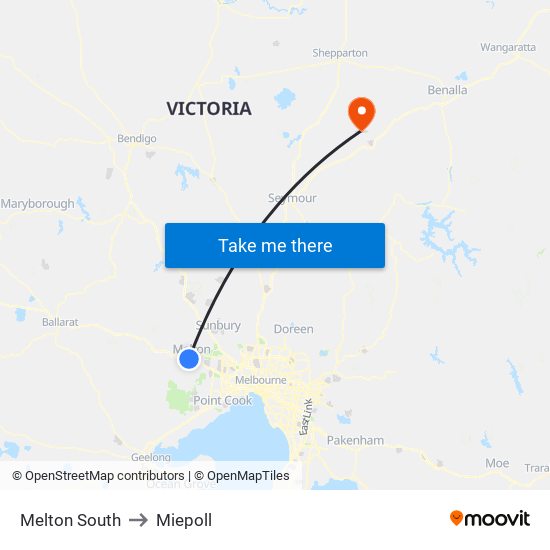 Melton South to Miepoll map