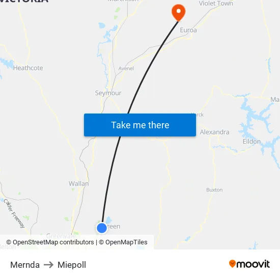 Mernda to Miepoll map