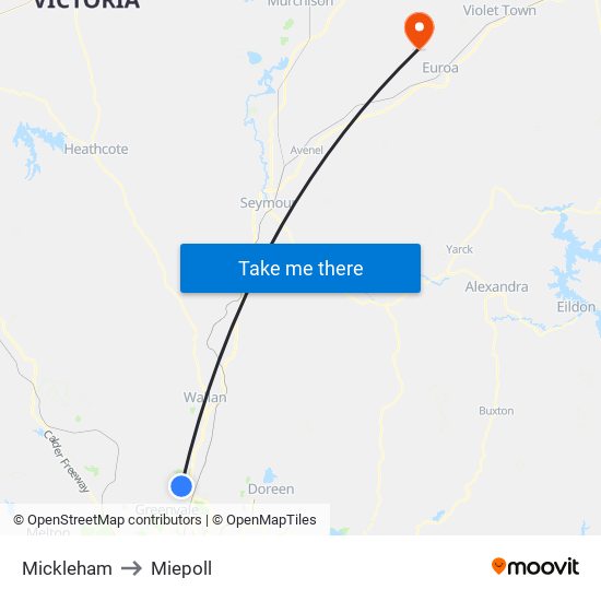 Mickleham to Miepoll map