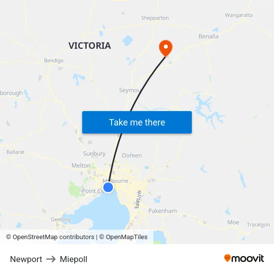 Newport to Miepoll map