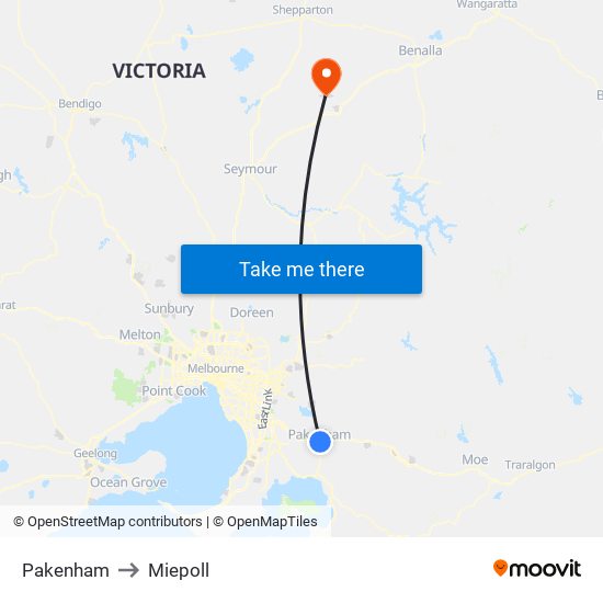 Pakenham to Miepoll map