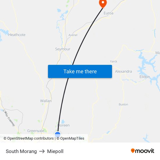 South Morang to Miepoll map