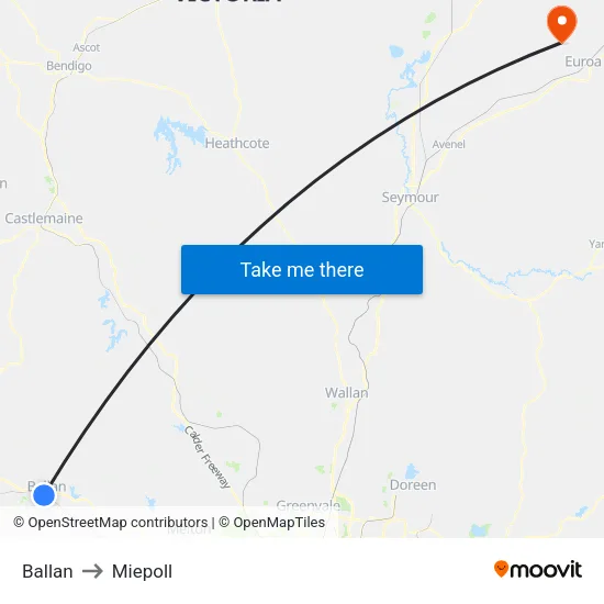 Ballan to Miepoll map