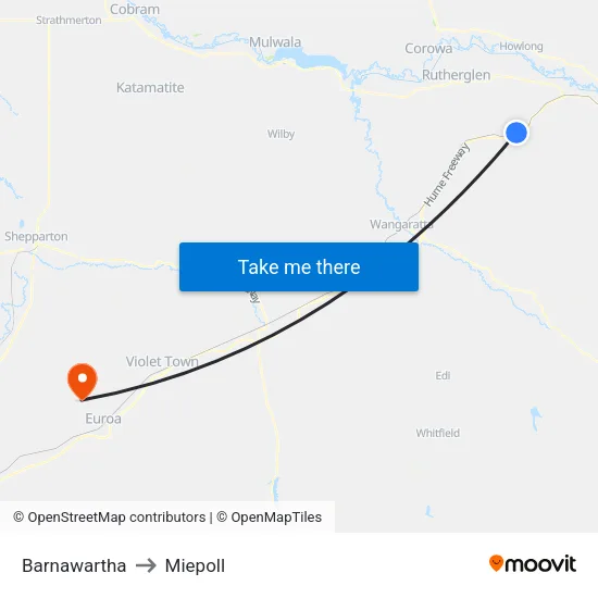 Barnawartha to Miepoll map