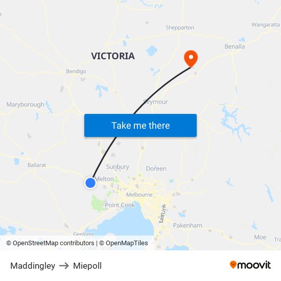 Maddingley to Miepoll map