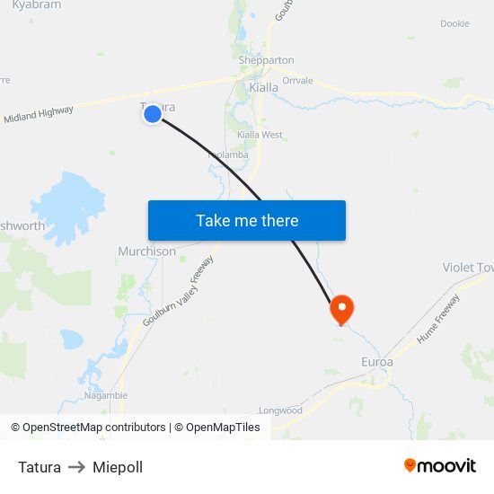 Tatura to Miepoll map