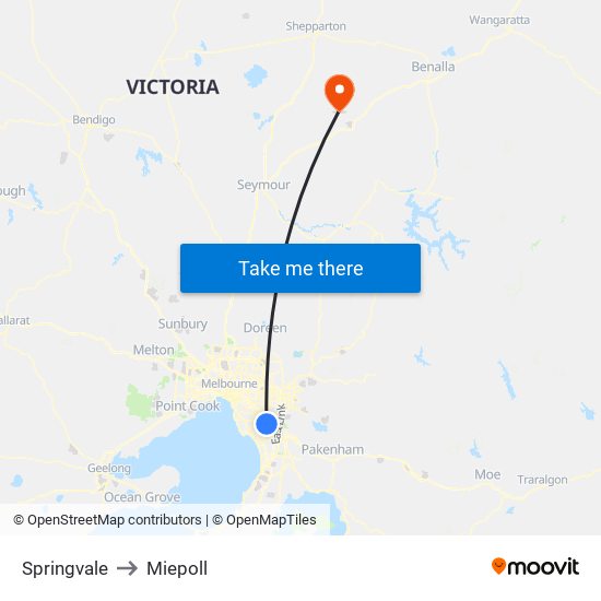 Springvale to Miepoll map