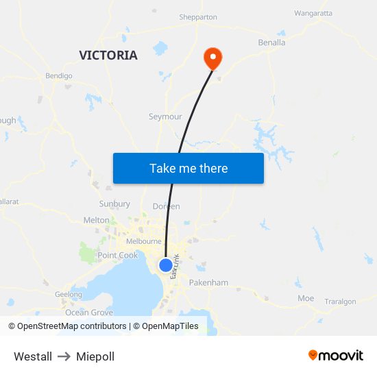 Westall to Miepoll map