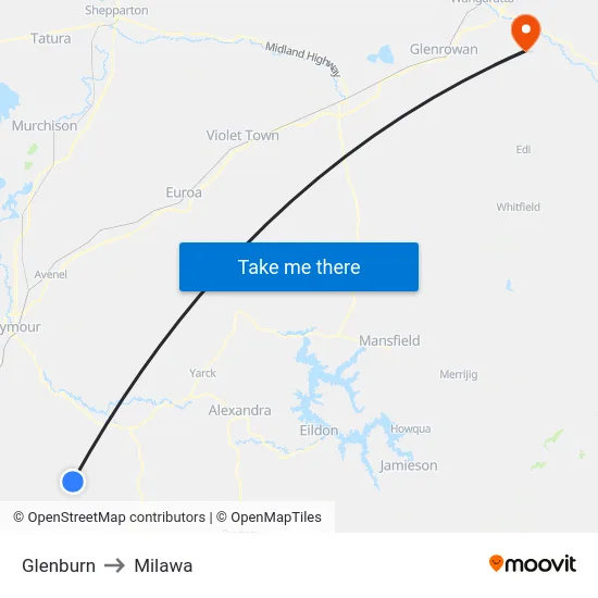Glenburn to Milawa map