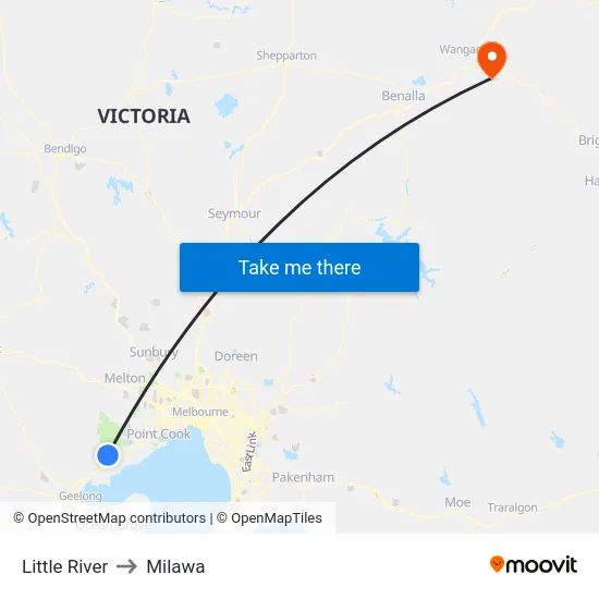 Little River to Milawa map