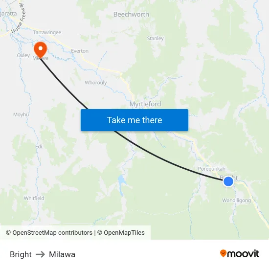 Bright to Milawa map
