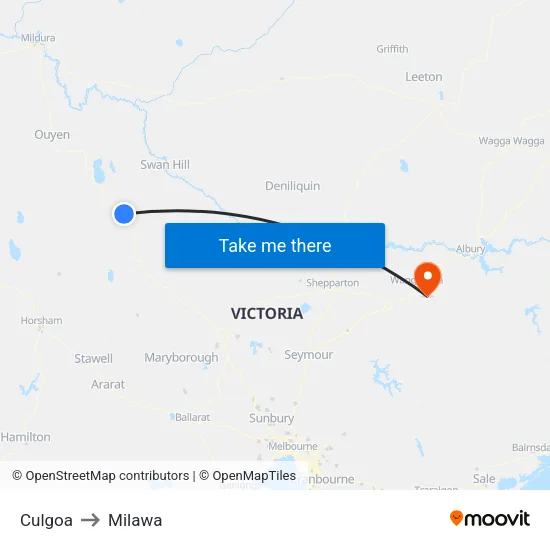 Culgoa to Milawa map