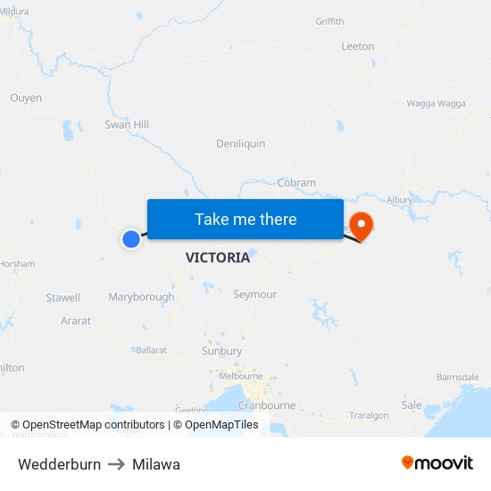 Wedderburn to Milawa map