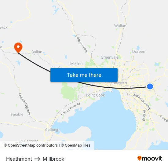 Heathmont to Millbrook map