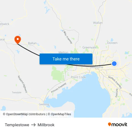 Templestowe to Millbrook map