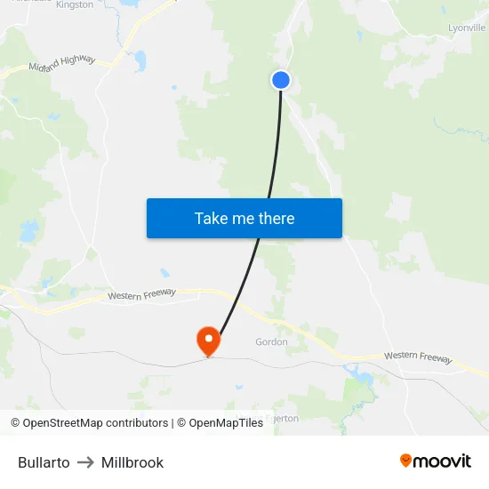 Bullarto to Millbrook map